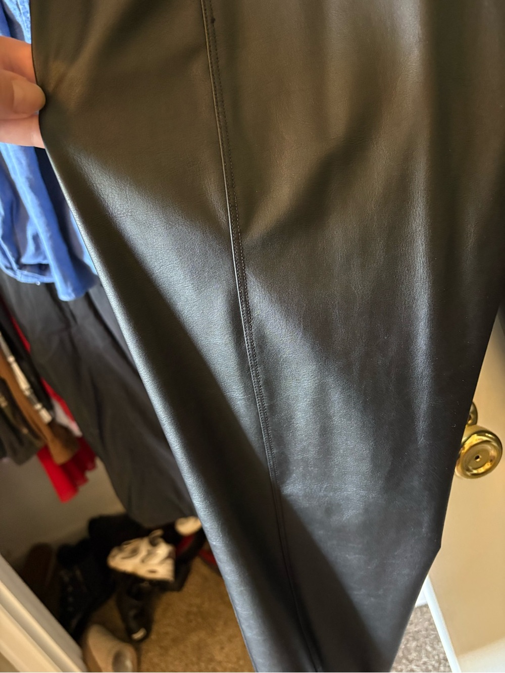 aerie Black Faux Leather body suit